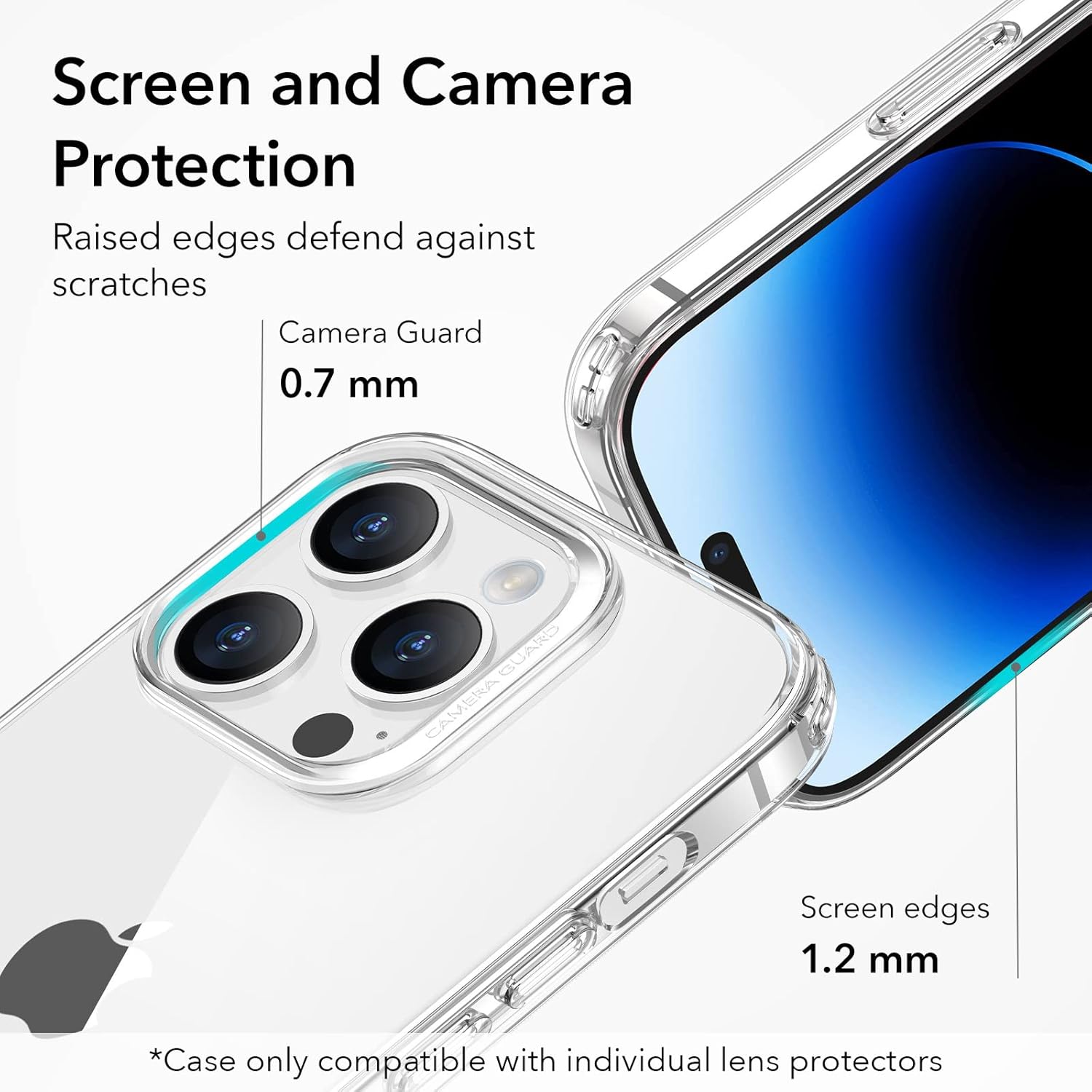 ESR for iPhone 14 Pro Max Case, Shockproof Drop Protection, Project Zero Series, TPU, Yellowing-Resistant, Slim and Thin, Transparent Back Cover, Clear