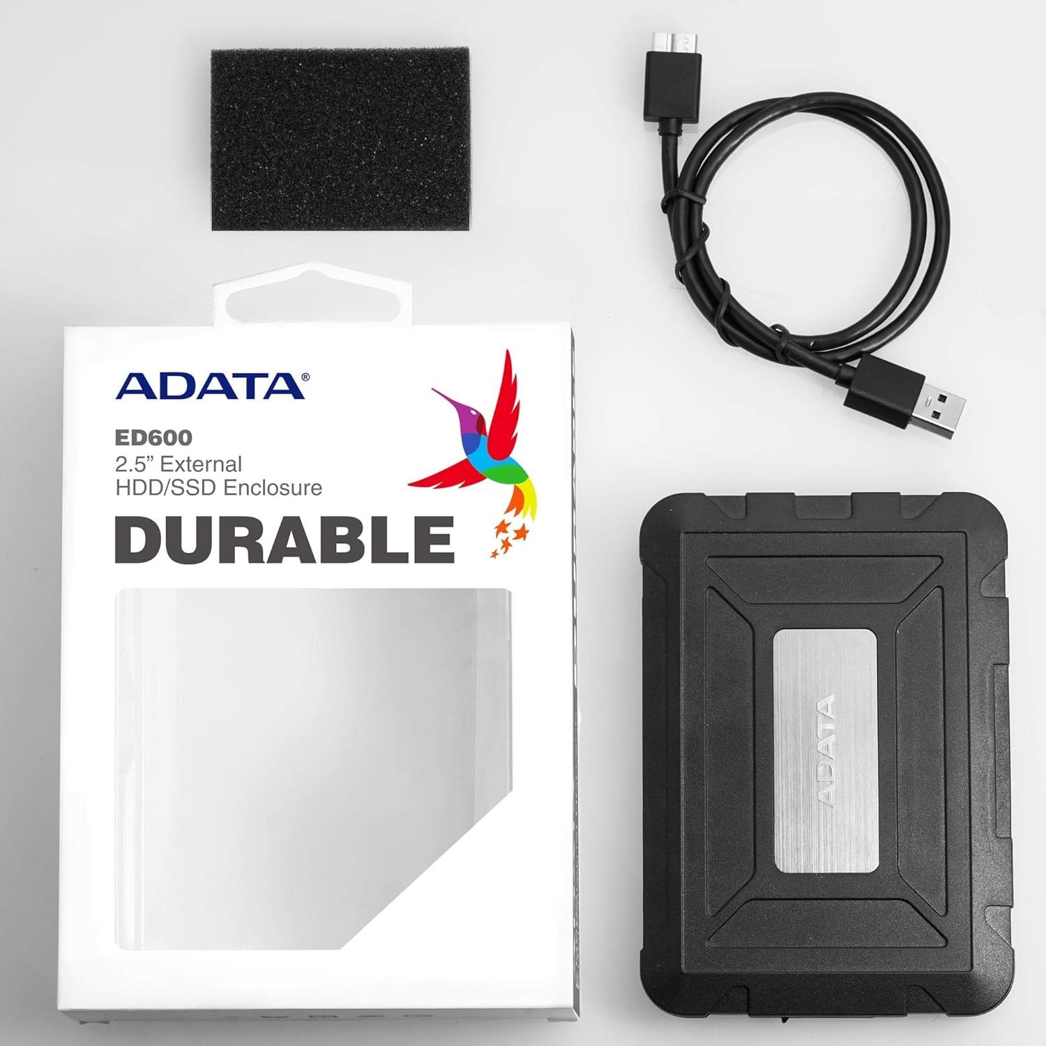 ADATA ED600 2.5 USB 3.2 Gen1 External Enclosure Cover Case for SSD and HDD - AED600-U31-CBK (Black)