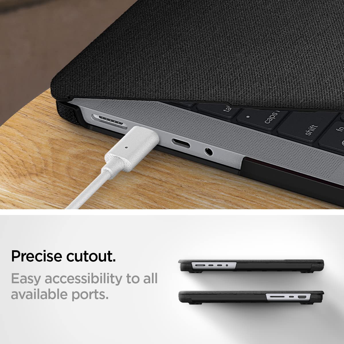Spigen Urban Fit Designed for New MacBook Pro 14 inch Hard Shell Case with M4/Pro/Max (2024) and M3/M2/M1/Pro/Max (2023-2021) - Black