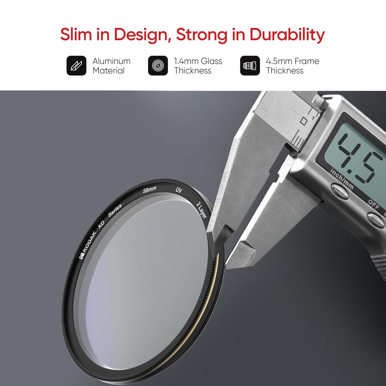 Kodak 58mm UV XD Camera Lens Filter|2 Layer Anti-Reflective Coating for DSLR Camera Lens Protection from UV Rays, Dust & Scratches|Aluminum Lens Ring|Black