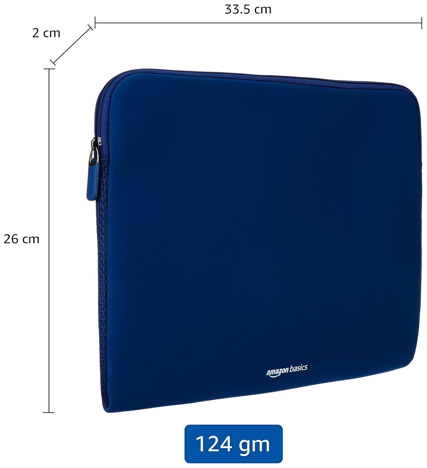Amazon Basics Laptop Sleeve Case Cover Pouch for 13-Inch, 13.3-Inch Laptop for Men & Women | Slim Profile Neoprene, Soft Puffy Fabric Lining, 360° Protection, Smooth & Premium Zipper (Blue)
