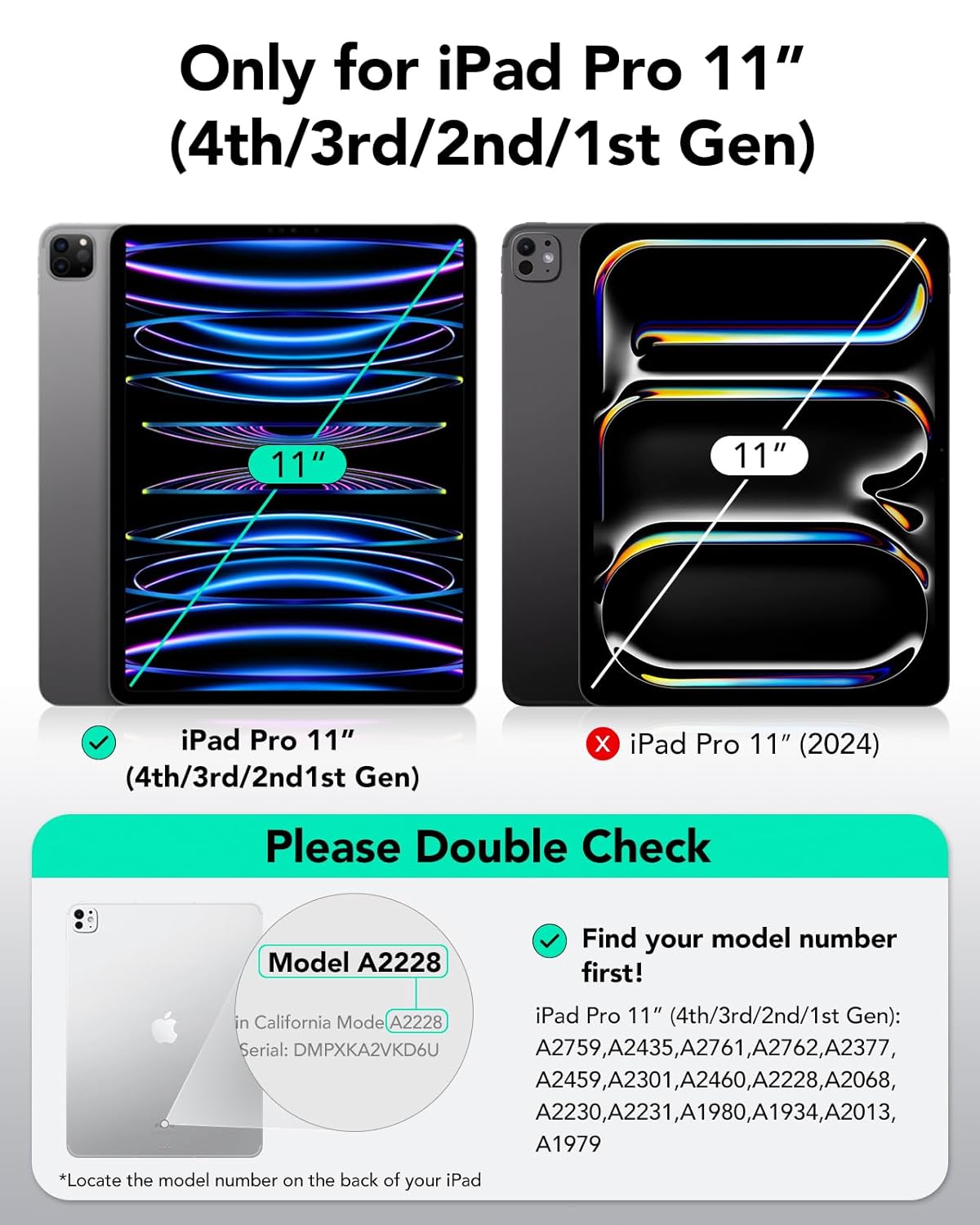 ESR for iPad Pro 11 inch Case (2022/2021/2020, 4th/3rd/2nd Generation), Convenient Magnetic Attachment, Two-Way Stand, Full Pencil 2 Support, Auto Sleep/Wake, Rebound Magnetic Case, Black