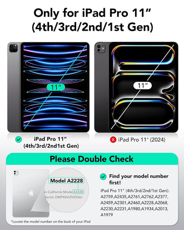 ESR for iPad Pro 11 inch Case (2022/2021/2020/2018, 4th/3rd/2nd/1st Generation), iPad Pro Cover with Pencil Holder, Detachable Magnetic Cover, Vertical Stand, Rebound 360 Series, Black