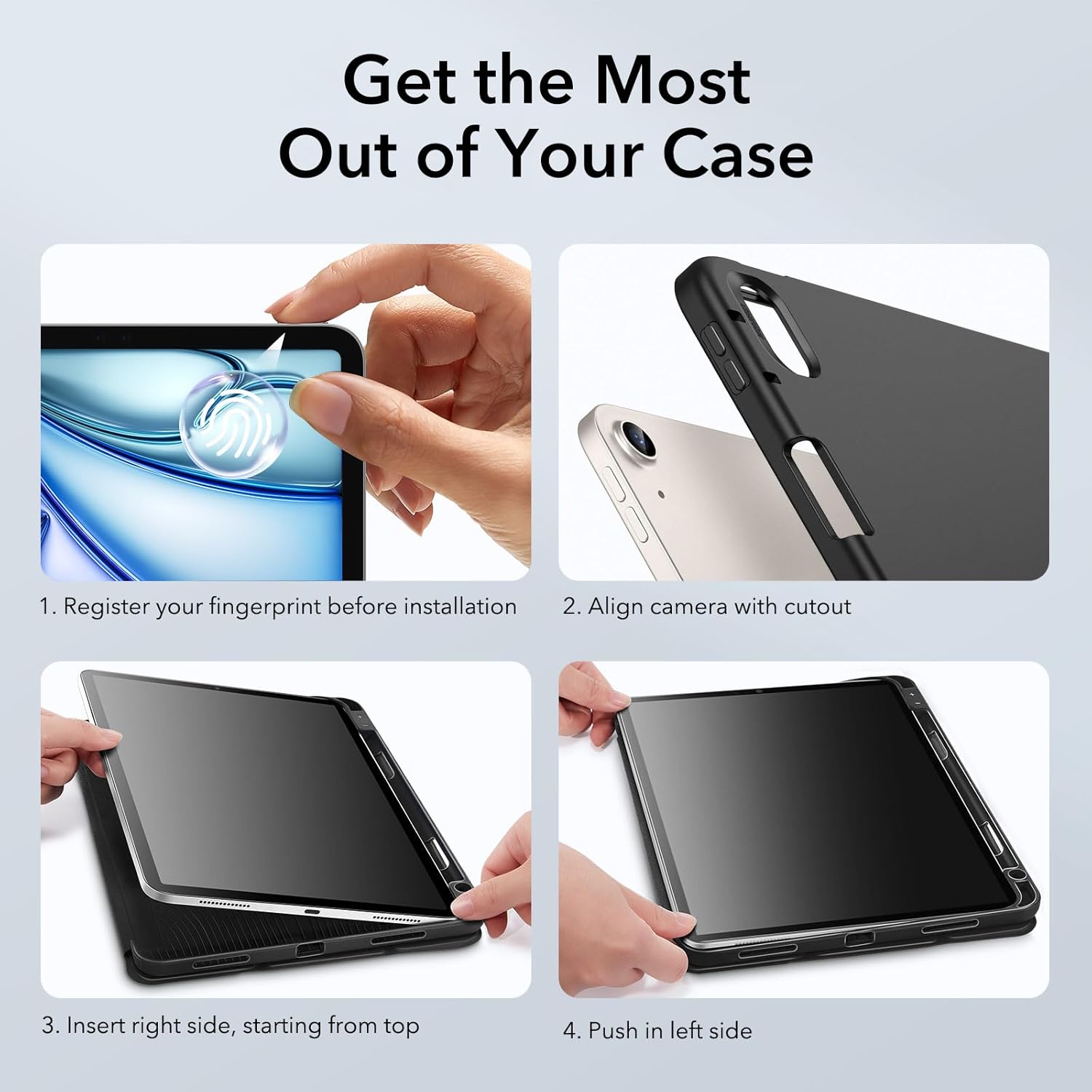 ESR for iPad Air 11 inch Case M3/M2 with Pencil Holder, iPad Air 7th/6th/5th/4th Generation Cover (2025/2024/2022/2020), Trifold Stand with Flexible Back, Auto Sleep and Wake, Rebound Series, Black