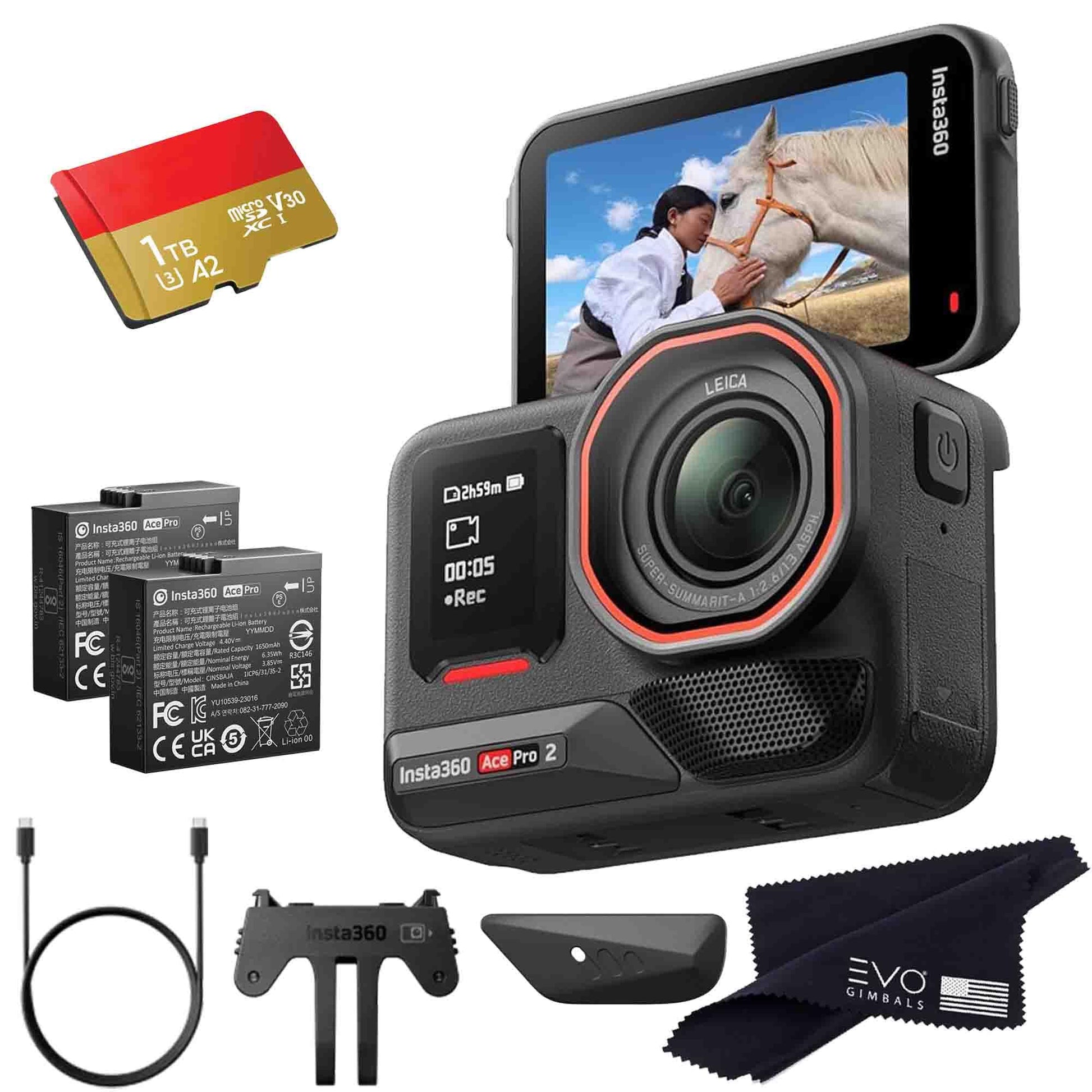 Insta360 Ace Pro 2-8K Waterproof Action Camera Co-Engineered with Leica, Flagship 1/1.3" Sensor, 8K30fps, 4K60fps, 2.5" Flip Screen, AI Noise Reduction, Long Lasting Battery