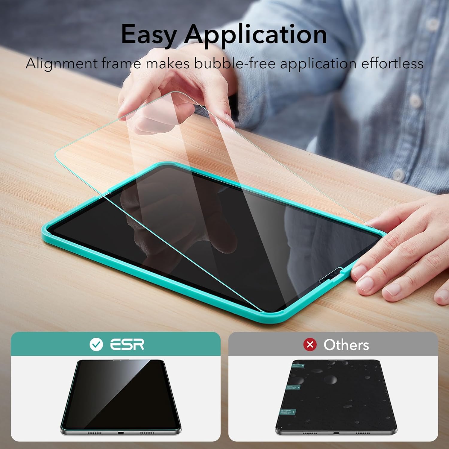 ESR 2 Pack Screen Protector for iPad Air 5th/4th Generation (2022/2020)，iPad Pro 11 Inch (2022/2021/2020/2018) Screen Protector, Tempered-Glass Film with Alignment Frame, Anti-Scratch, HD Clarity