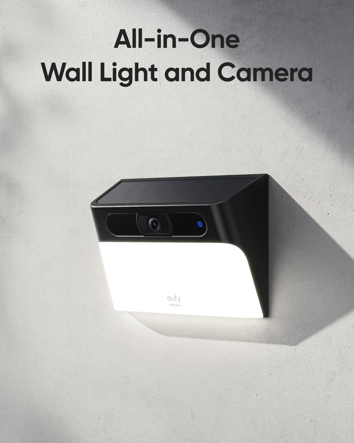 eufy Security Solar Wall Light Cam S120, Solar Security Cameras Wireless Outdoor, Camera, Forever Power, Motion Activated Light, AI Detection, IP65 Waterproof, Spotlight, No Monthly Fee