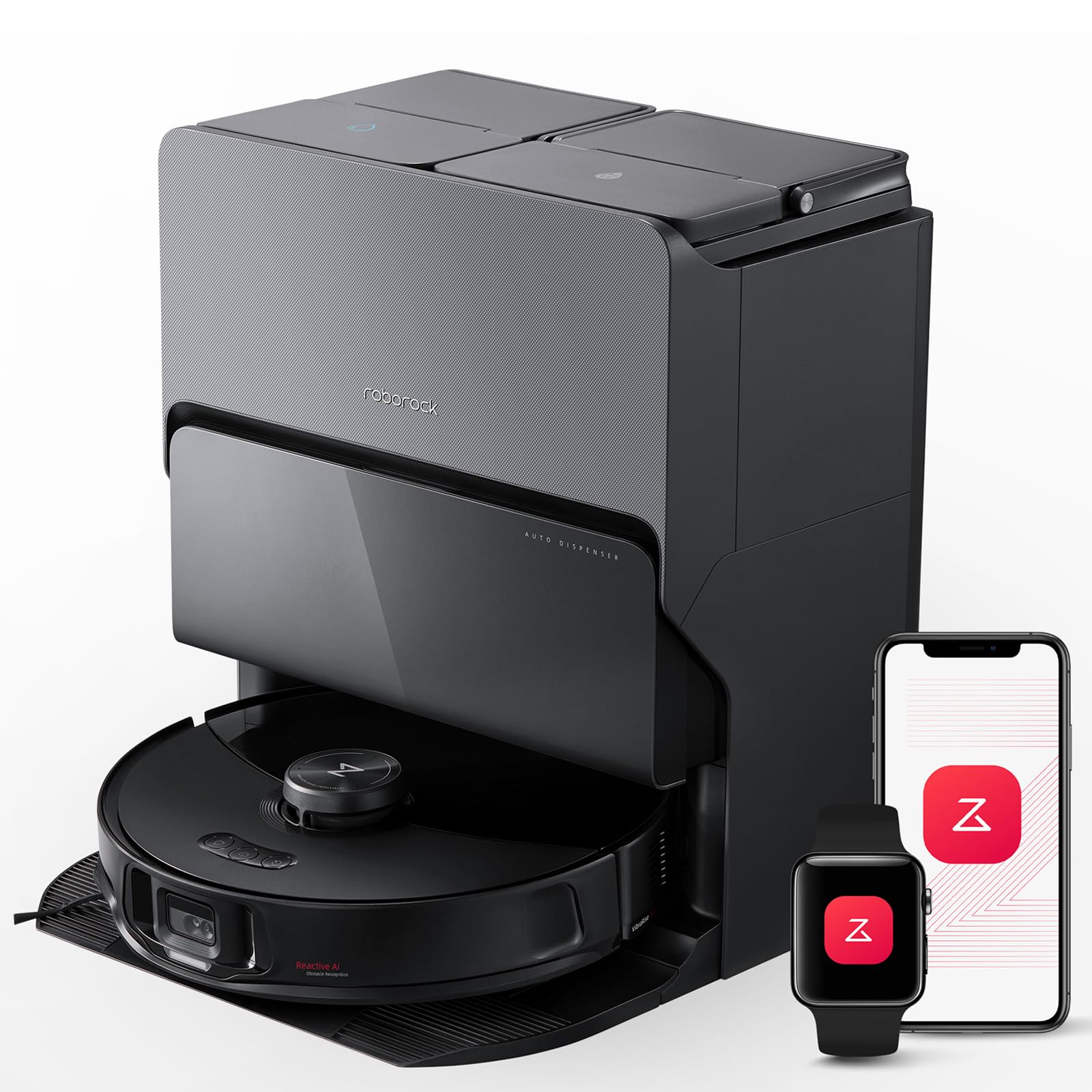 roborock Qrevo Slim Robot Vacuum and Mop Combo, 8.2cm Ultra-Slim, 3D Sensing Tech, Advanced Obstacle Recognition, 11,000Pa Suction, FlexiArm Side Brush & Mop, Auto Mop Washing & Drying, Self-Emptying