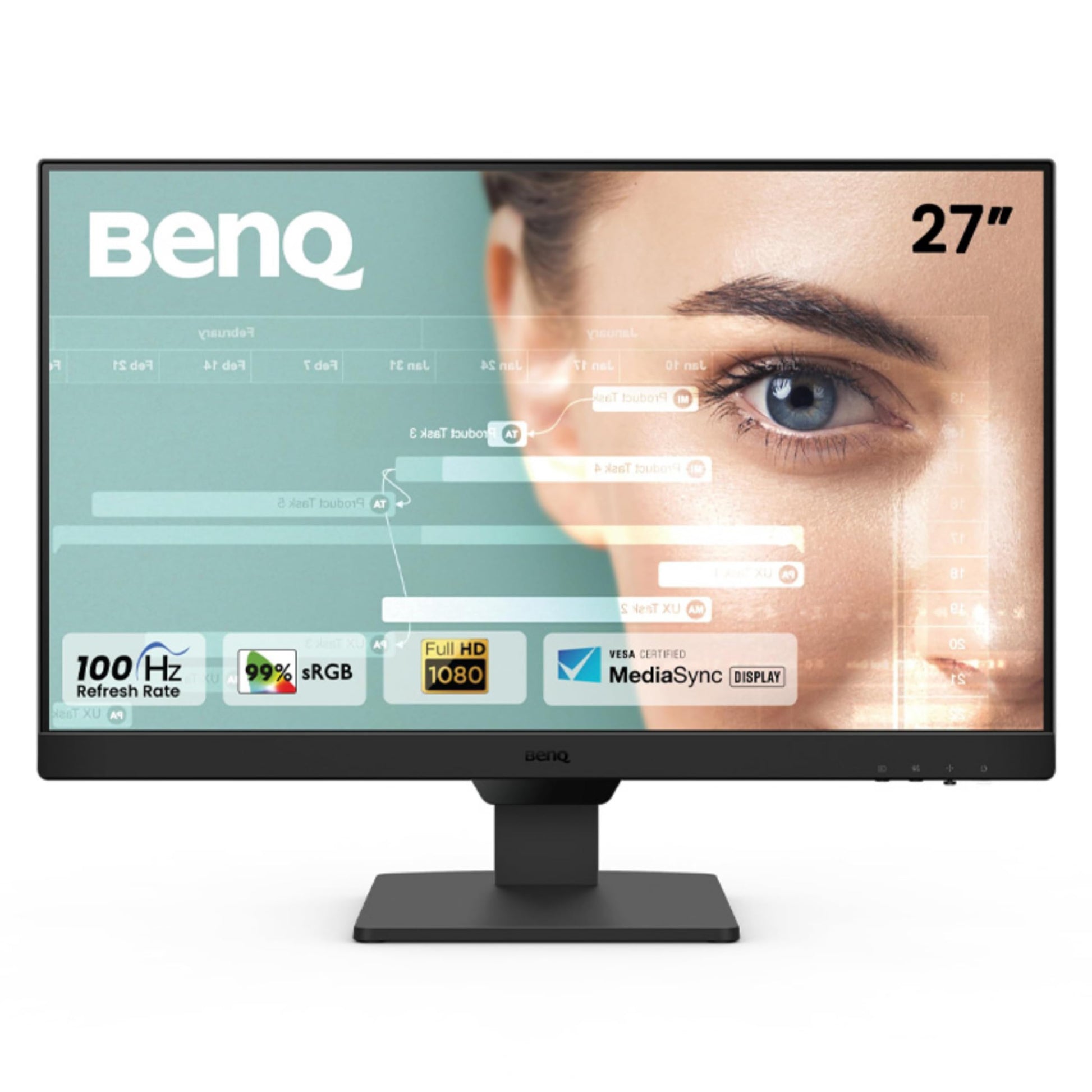 BenQ GW2490 24" (60.96 cm) 1920x1080p FHD IPS Monitor| 100Hz|99% sRGB|Eye-careU|Dual HDMI|Display Port|Bezel-Less|Eyesafe|VESA MediaSync|B.I.|Low Blue Light+| Speakers|VESA Wall mountable(Black)