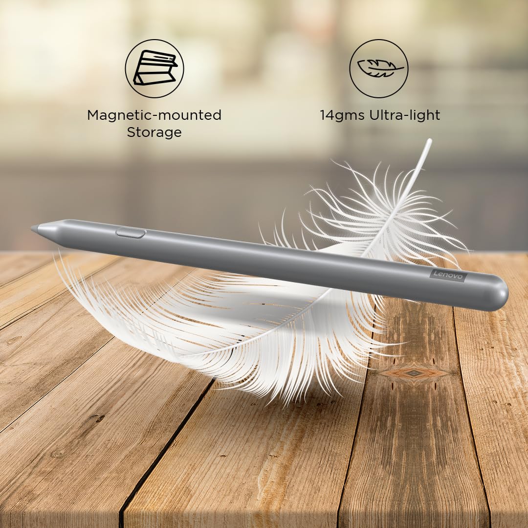 Lenovo Original Pen Plus for Tablet, Slim Design - Weighing Only 14 Grams,4096 Pressure Levels,80 Mah Battery,Remote Control Feature,Magnetic Body [Supports: Tab Plus, Tab P12, M10 5G] [Color: Grey]