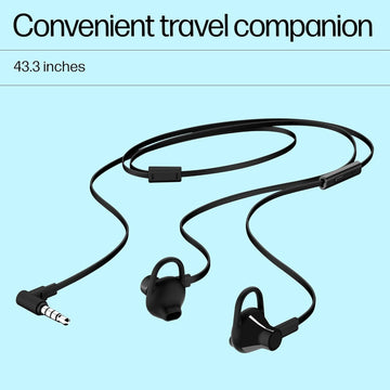 HP 150 Black Wired Headset with in-line Microphone/Taggle-Free with Long & Flat Cord/1 Year RTB Warranty, X7B04AA (Black)