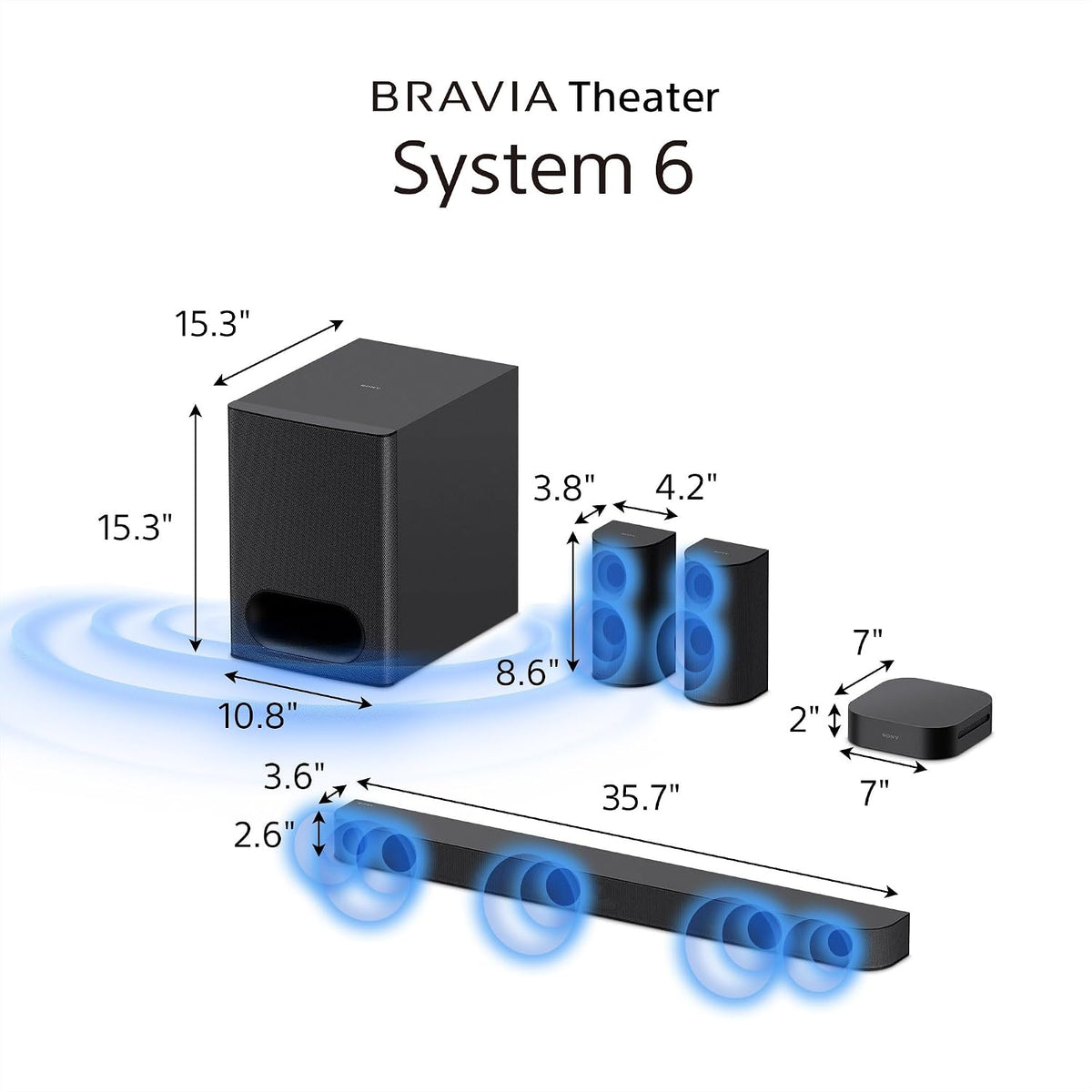 Sony Bravia Theatre System 6(HT-S60) Real 5.1ch 1000W,Dolby Atmos/DTS:X Soundbar Home Theatre with Powerful subwoofer & Wireless Rear Speakers,Voice Zoom3,BCA App, Bluetooth,HDMI eARC