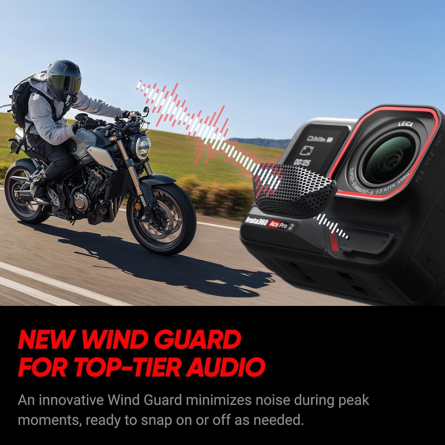 Insta360 Ace Pro 2-8K Waterproof Action Camera Co-Engineered with Leica, Flagship 1/1.3" Sensor, 8K30fps, 4K60fps, 2.5" Flip Screen, AI Noise Reduction, Long Lasting Battery
