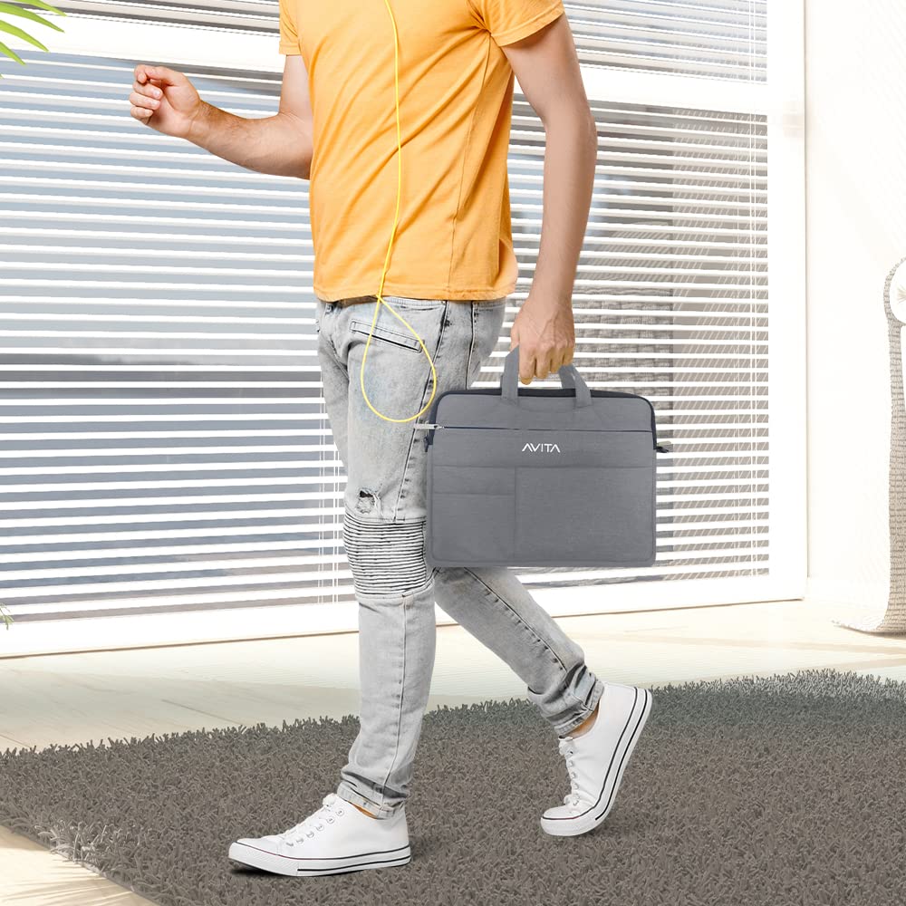 AVITA laptop bag/Compatible for all laptops up to 14 inch | Laptop sleeve | Splash-proof laptop case | highly durable laptop bag cum sleeve case | 3-in-1 Laptop Sleeve |Light Grey, (NT15A1INSB3N1-DG)