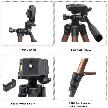 Photron Stedy 420 Tripod 127 cm (50 Inch) with Mobile Holder for Smart Phone, Camera| Extends to 1240mm (4 Feet) | Folds to 425mm(1.4 Feet) |(carry bag not )