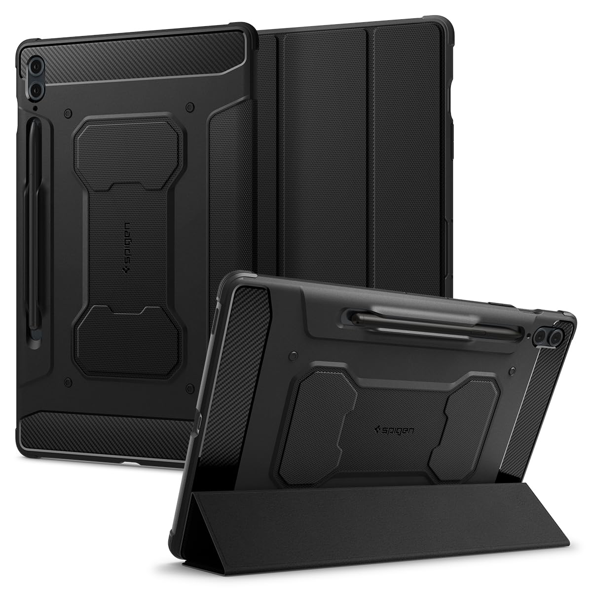 Spigen Rugged Armor Pro for Samsung Galaxy Tab S11 Ultra 14.6inch Full Cover Folio Case with Built in S Pen Holder, Trifold Stand - Black