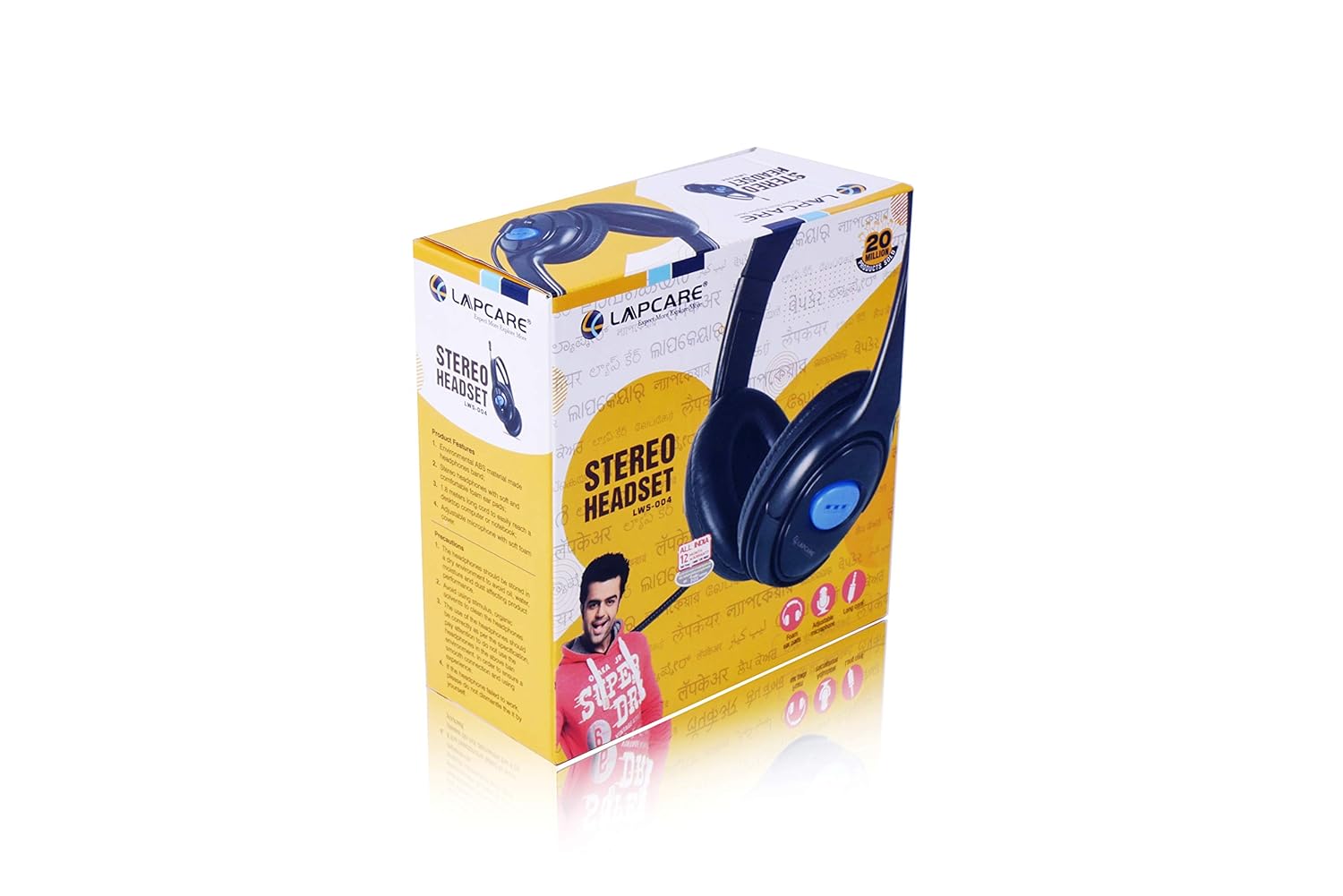 LAPCARE LWS004 Black | Adjustable Headset | Ideal for Gaming and Voice Recording | Compatible with Computer/Mobile Phones/Xbox/PS4 | Wired Over Ear Headphone with Mic