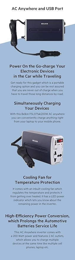 Belkin F5L071Ak200W Ac Anywhere And With Usb Port For MP3 Players (Blue)