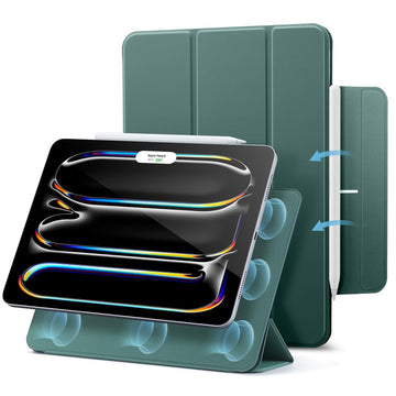ESR for iPad Pro 11 inch Case M4 Cover (2024, 5th Gen), Powerful Magnetic, Slim Trifold Stand Case, Supports Pencil Pro and Pencil (USB-C), Auto Wake/Sleep, Durable Protection, Rebound Series, Green