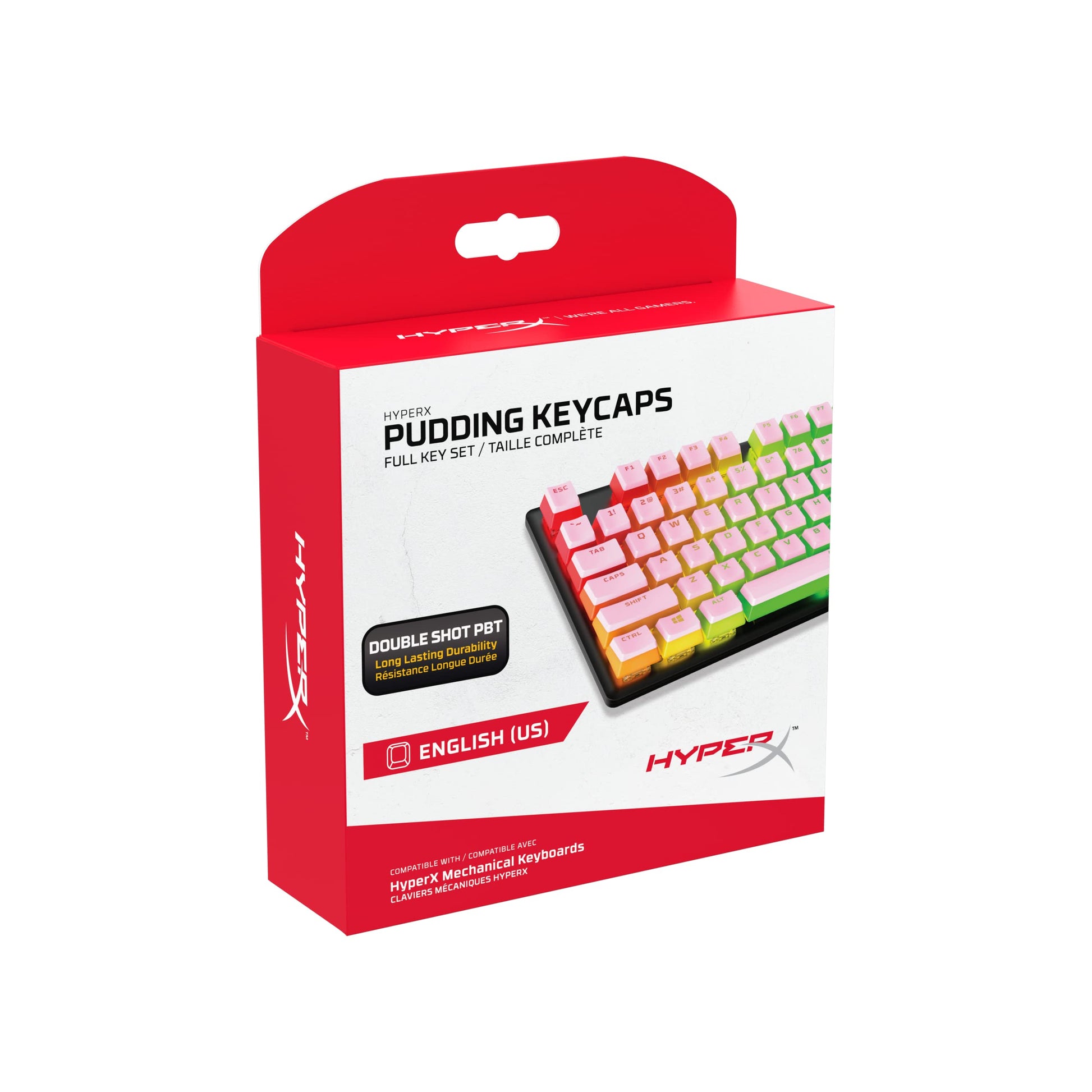 HyperX Double Shot Pbt Pudding Full OEM Profile, English Us Layout 104 Keycaps Set with Translucent Layer for Mechanical Keyboards - White (Hkcpxp-Wt-Us/G)