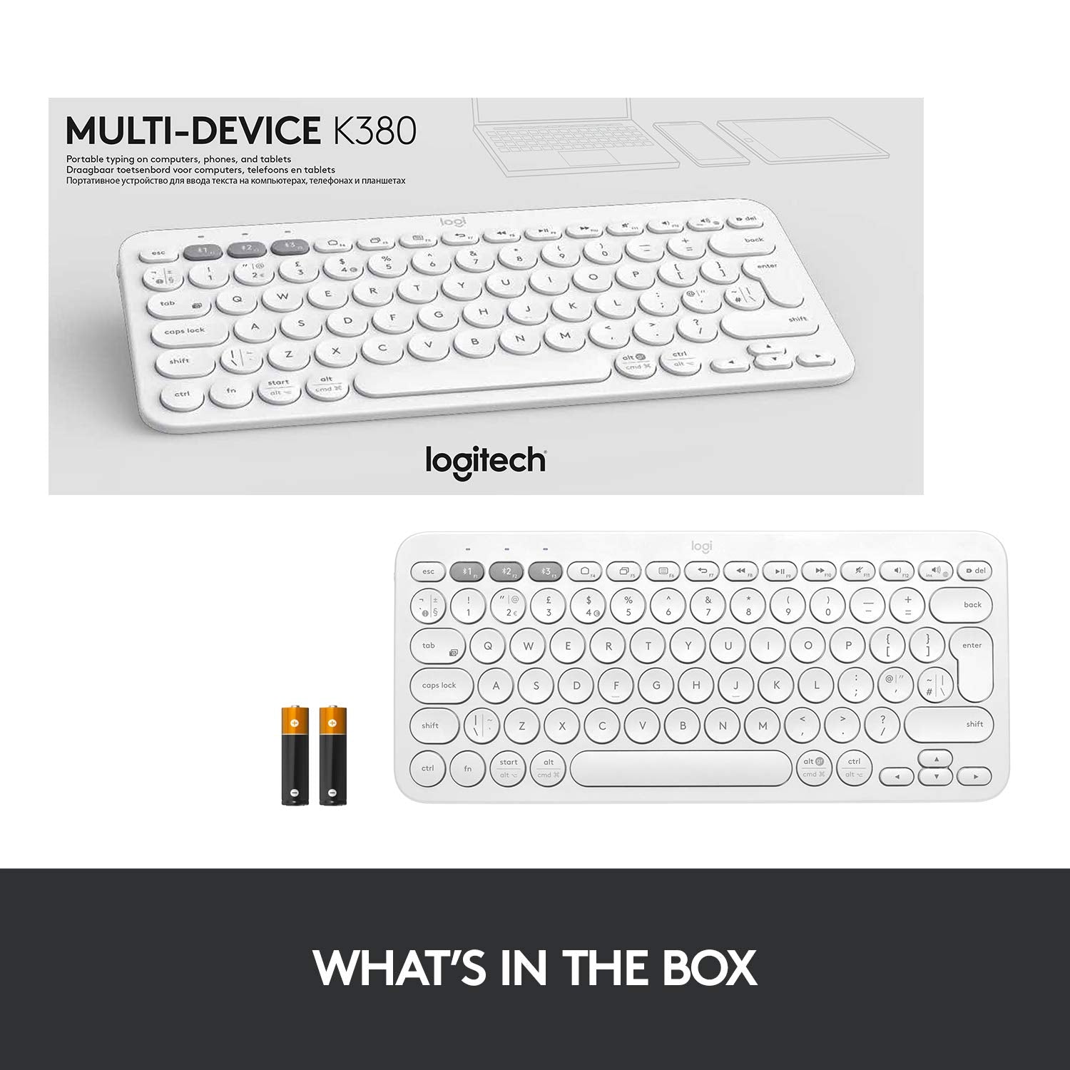 Logitech K380 Wireless Multi-Device Bluetooth Keyboard for Windows, Apple iOS, Apple Tv, Android Or Chrome, for Pc/Mac/Laptop/Smartphone/Tablet(Off White)