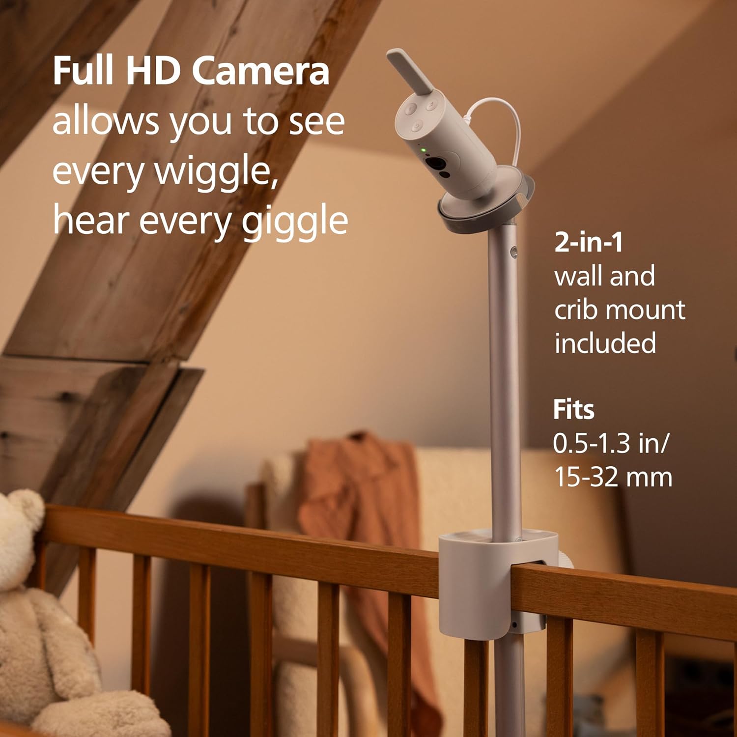 Philips Avent Premium Connected Baby Monitor, Smart Baby Monitor with App, 1080p Camera, SenseIQ Sleep & Breathing Motion Tracking, Cry Detection & Translation, Two-Way Audio, Night Vision, SCD973/37