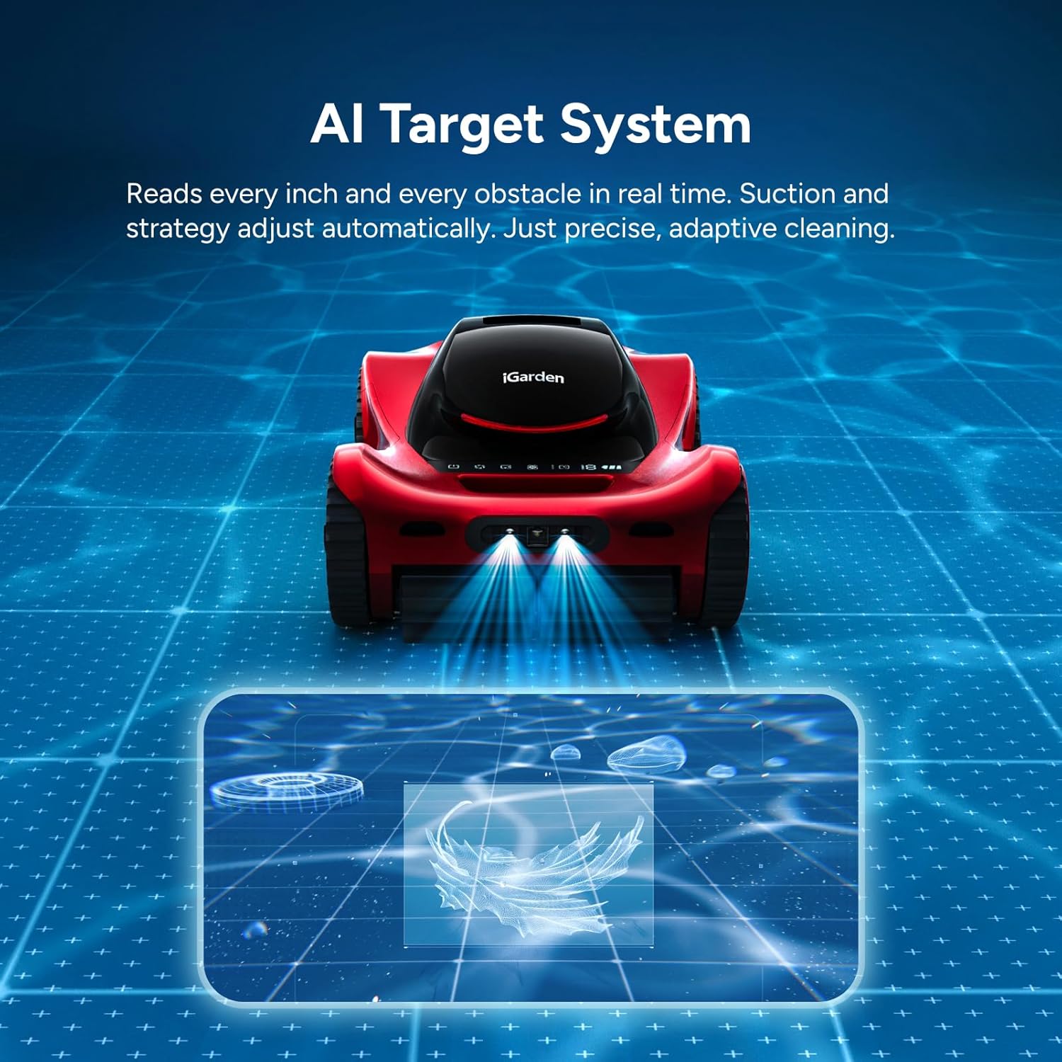 iGarden Robotic Pool Cleaner M1 AI Series, 5.5H Runtime, AI Dual-Camera Vision, 5,019 GPH Suction, Smart Navigation, Wall & Waterline Cleaning for Above & In-Ground Pools