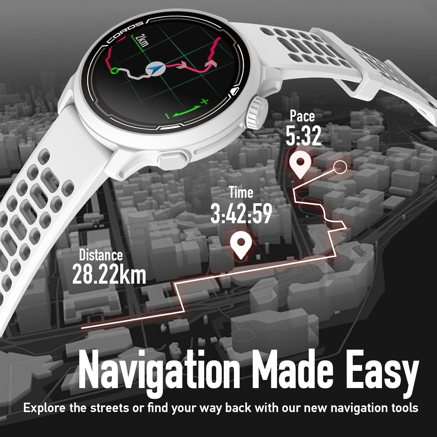 COROS PACE 2 Premium GPS Sport Watch with, Heart Rate Monitor, 30h Full GPS Battery, Barometer, ANT+ & BLE Connections, Strava, Stryd & Training Peaks (Dark Navy with Silicone Band)
