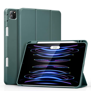 ESR for iPad Pro 11 inch Case (2022/2021/2020/2018, 4th/3rd/2nd/1st Gen), Built-in Pencil Holder, Pencil 2 Support, Flexible Back Cover, Trifold Stand, Auto Sleep/Wake, Rebound Pencil Series, Green
