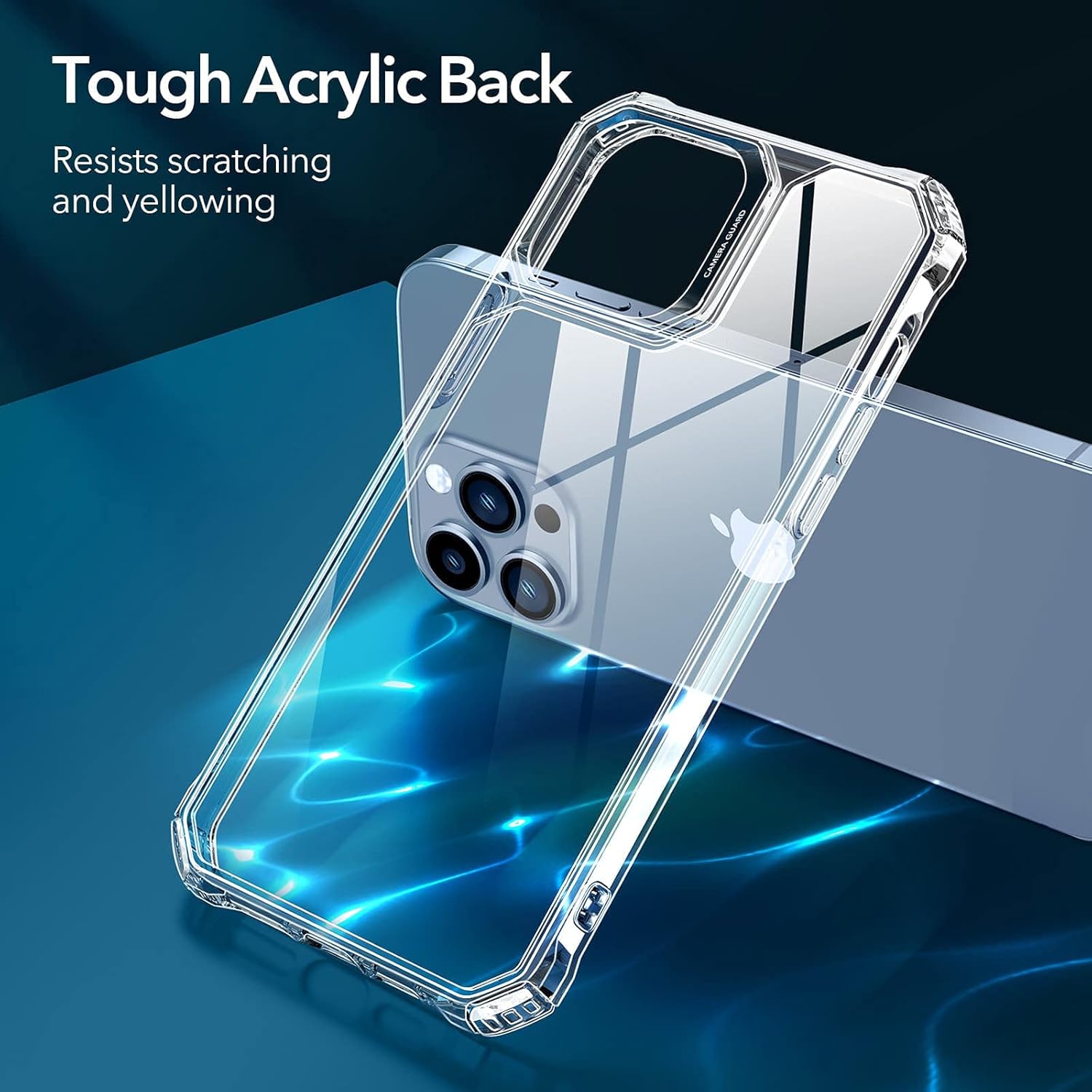 ESR TPU Air Armor Back Cover For iPhone 13 Pro Cover, Military-Grade Drop Protection, Shock-Absorbing Corners, Yellowing-Resistant Hard Back, Scratch Resistant, Clear