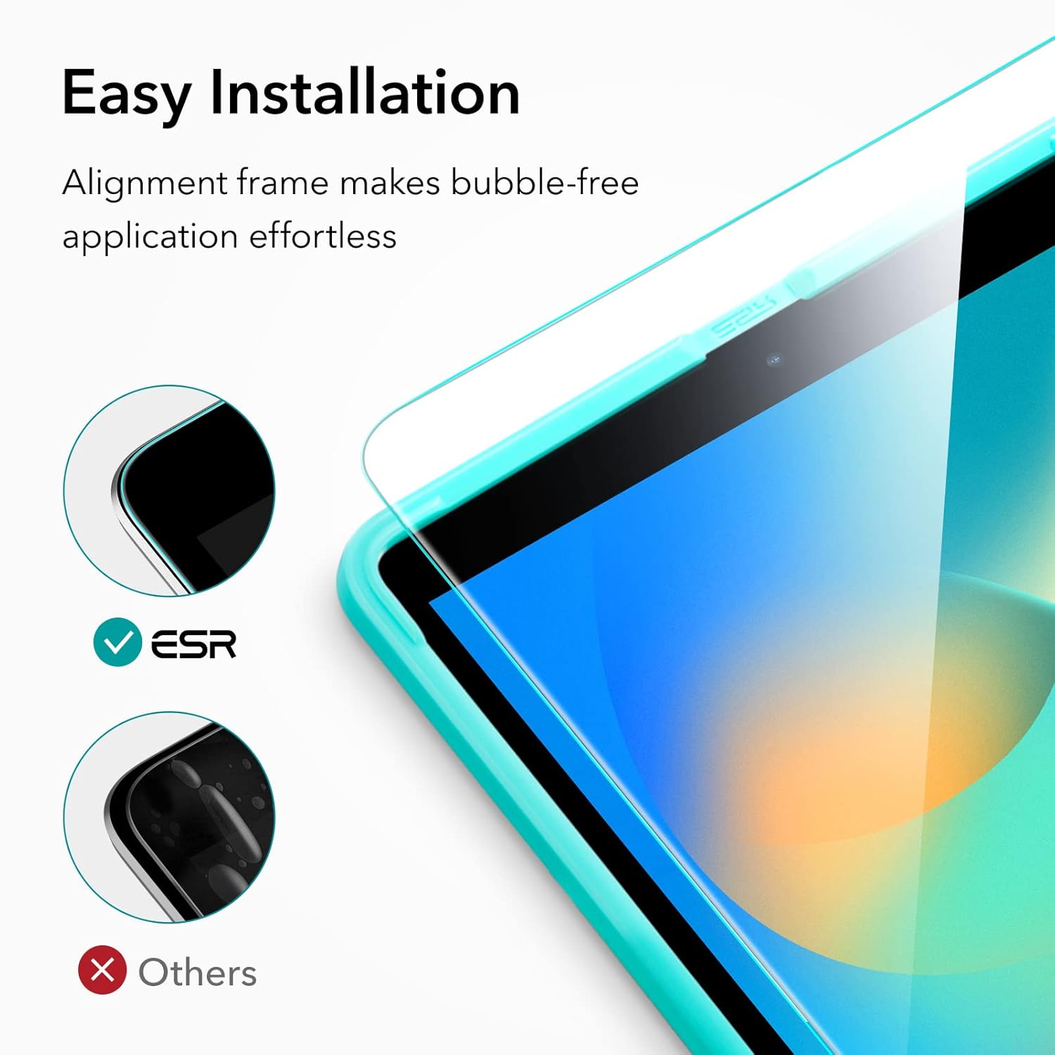 ESR 2 Pack For Ipad 9Th/8Th/7Th Generation Screen Protector (10.2 Inch,2021/2020/2019), Scratch-Resistant 9H Hardness Hd Clear Premium Tempered Glass, Includes Installation Frame For Tablet
