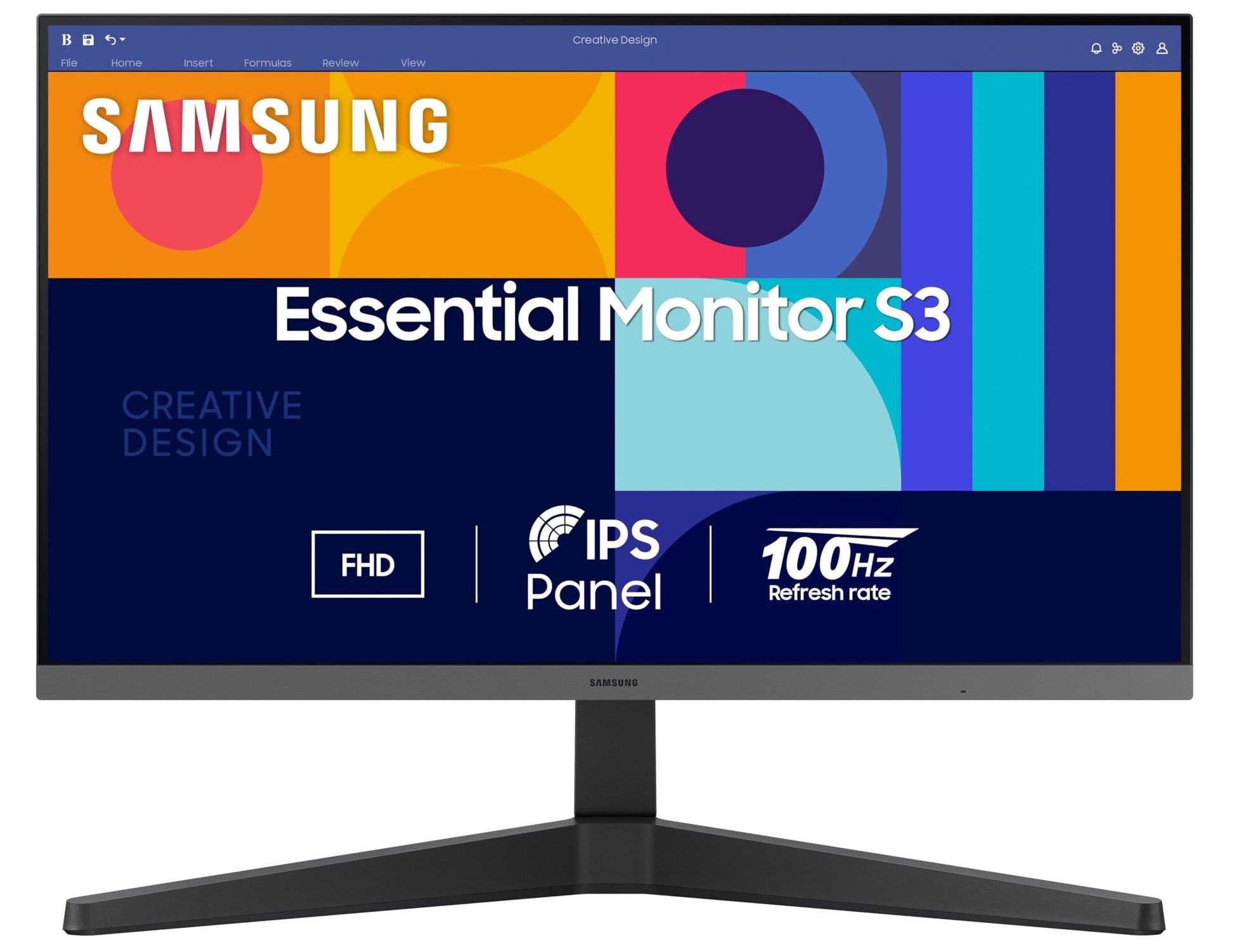 Samsung 24" (60.5 cm) S3 Flat Monitor|Super Slim Borderless Design|IPS Panel|FHD 1920 x 1080|100 Hz|5 ms|Ports-HDMI,VGA|Game Mode|Eye Saver Mode||Wall Mountable|LS24D300GAWXXL|Black