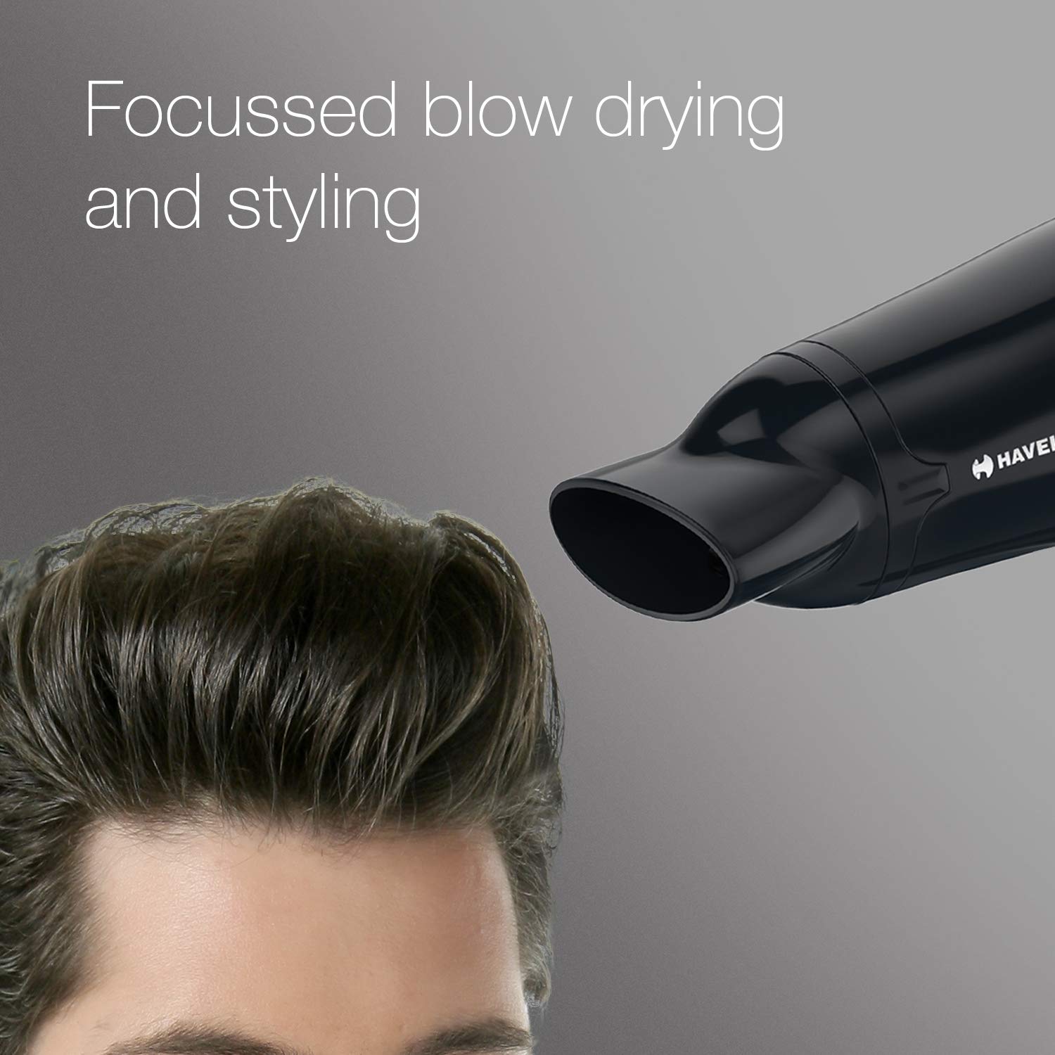Havells HD3162 Men's 1565 Watts Powerful Hair Dryer with Thin Concentrator and Cool Shot Button; Heat Balance Technology (Black)