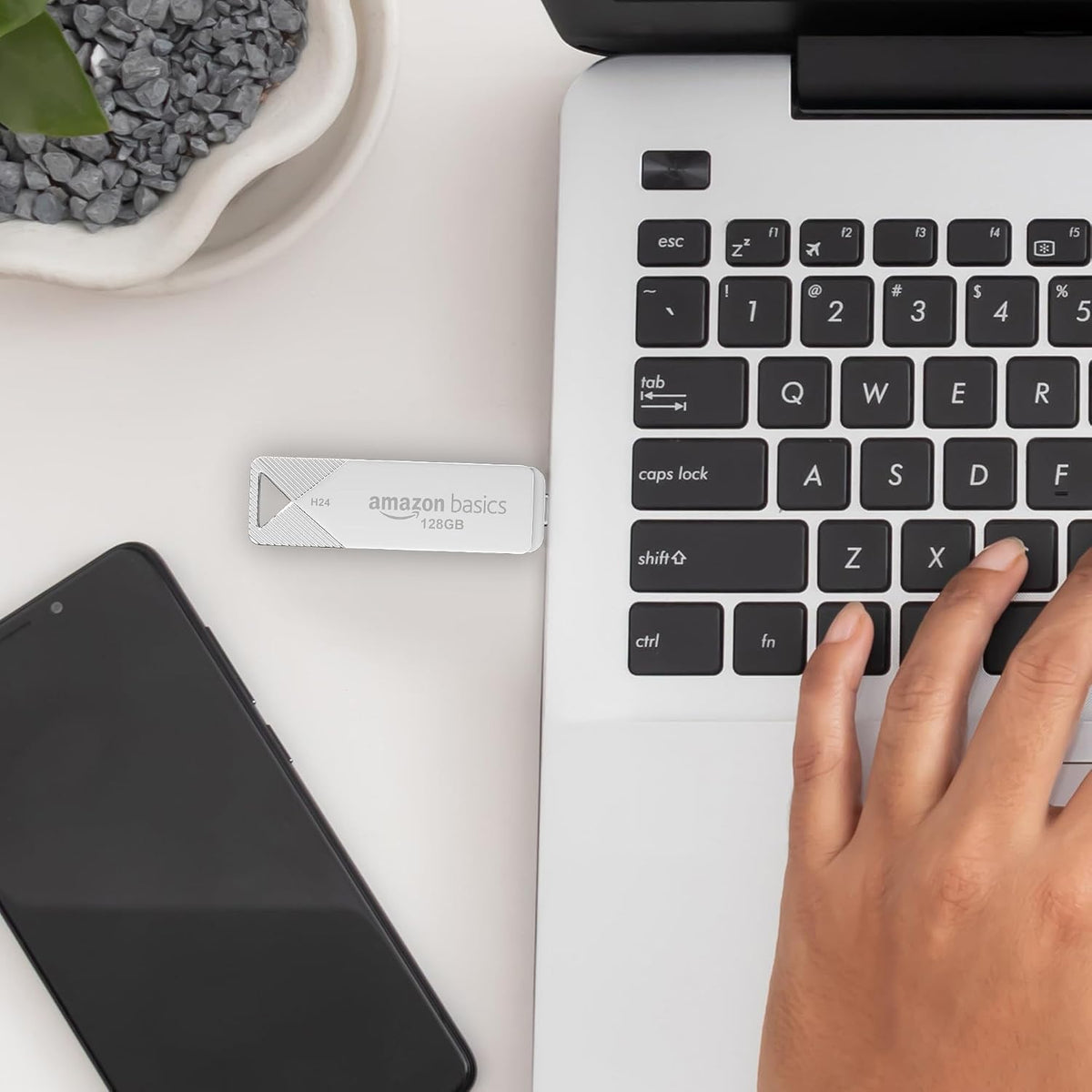 Amazon Basics 128GB OTG USB Flash Drive | 80+ Mbps Read Speed | Dual Interface Type-C & USB | High-Speed Data Transfer (Metal)