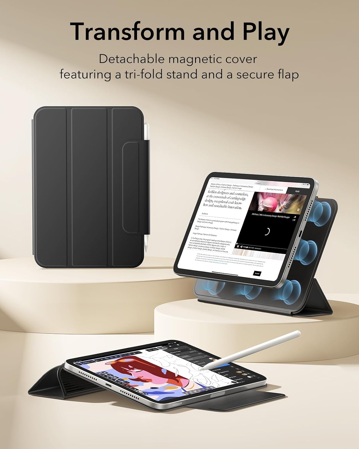 ESR for iPad mini A17 Pro Case, iPad mini 6th Gen Case, Black