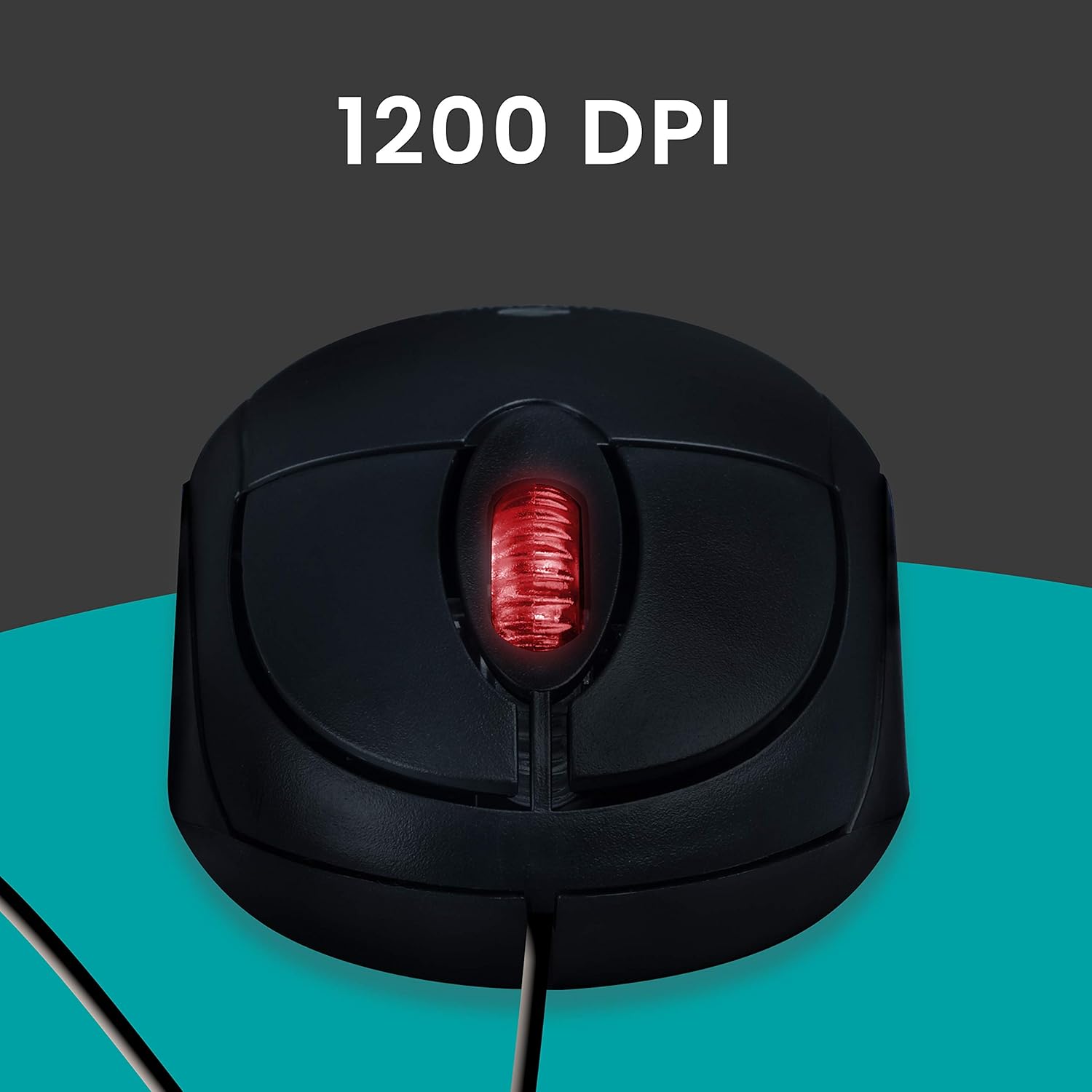 Zebronics Rise, Wired Optical Mouse, 3 Buttons, High Precision, 1200 DPI, Works on Most Surfaces, Plug & Play, USB Interface, 1.2m Cable Length