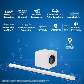 Samsung HW-B450/XL 2.1 Channel Dolby Digital Soundbar, Bluetooth (Powerful Bass, Black)