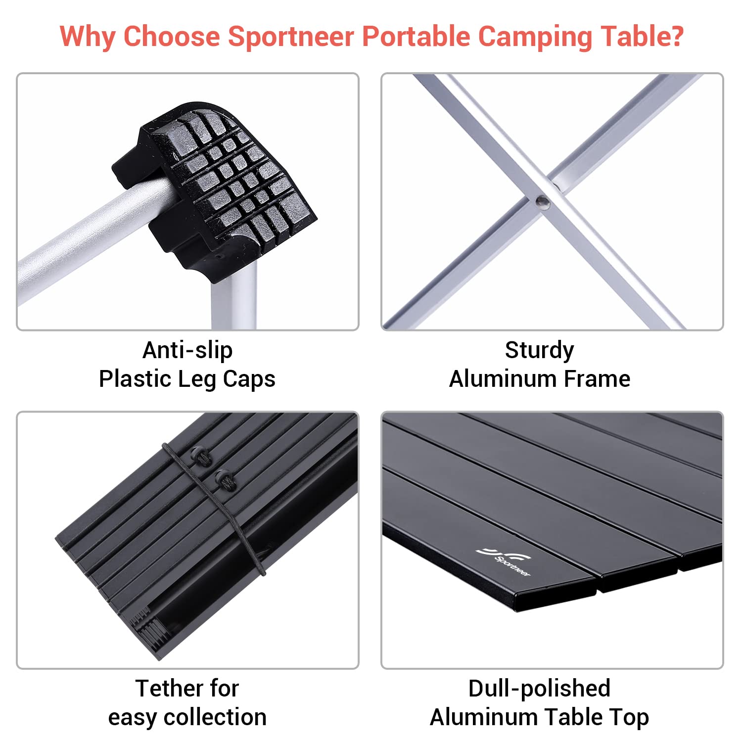 sportneer campingtisch Sportneer Aluminium Camping Table, Portable Lightweight Aluminum Table