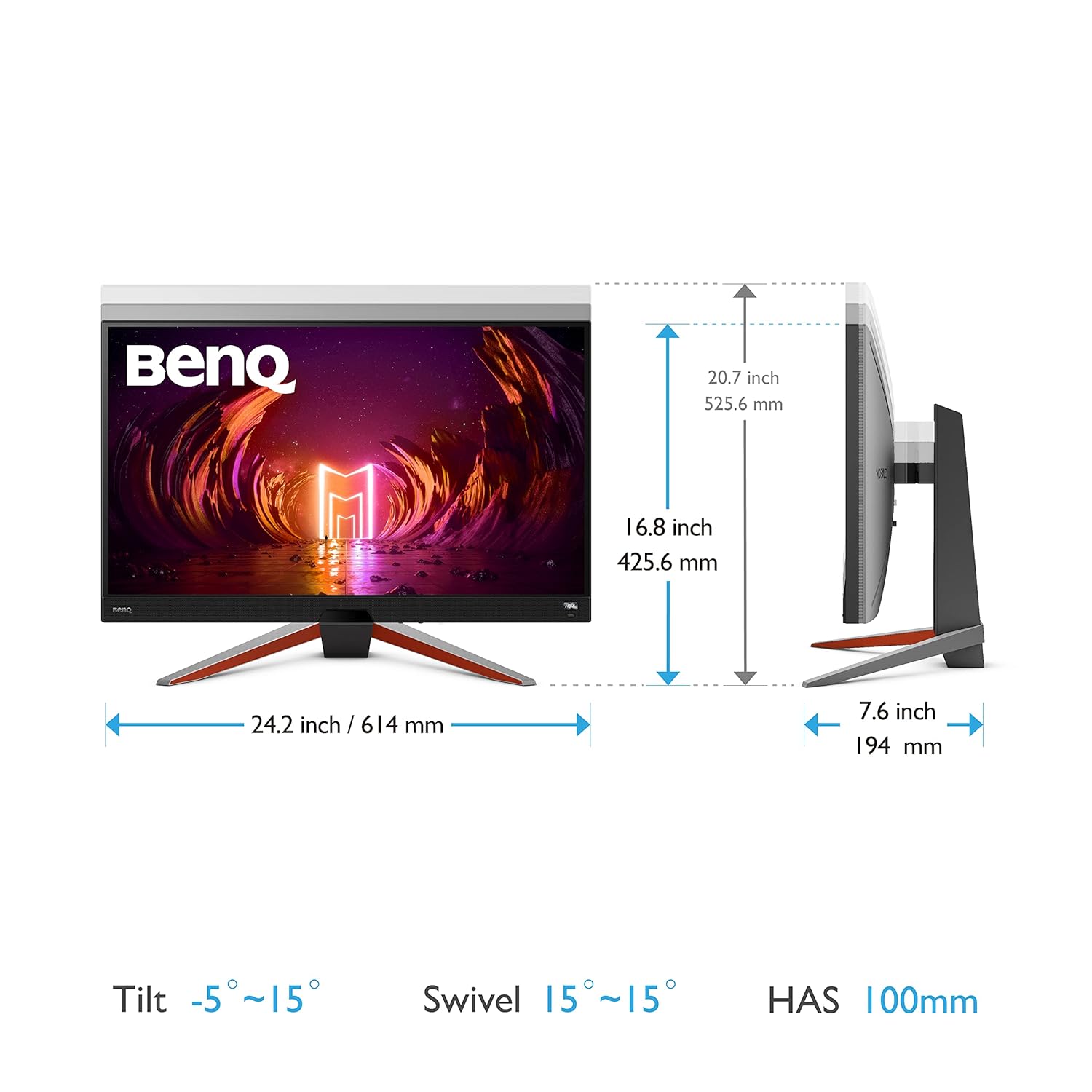 BenQ MOBIUZ EX270M 27" 240Hz 1ms MPRT IPS Full HD HDR Gaming Monitor | FreeSync Premium| Height Adjustment| 99% sRGB| 400nits| Black Equalizer| treVolo Speakers| HDMI| DP| USB 3.0 Hub (Metallic Grey)