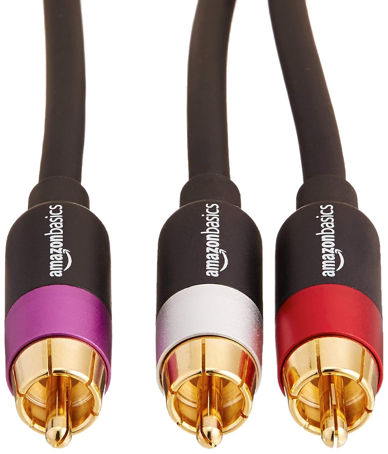 AmazonBasics 8 Feet 1/2-Male to 2-Male RCA Audio Interconnects for Television, DVD Player [Gold]