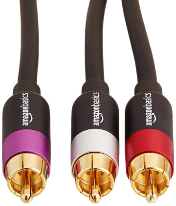 AmazonBasics 8 Feet 1/2-Male to 2-Male RCA Audio Interconnects for Television, DVD Player [Gold]