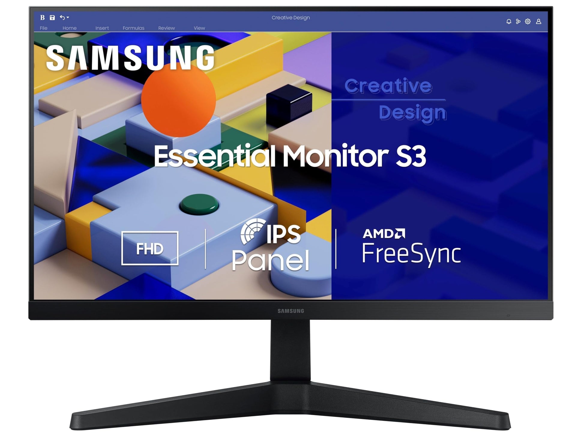 Samsung 24" (60.5 cm) S3 Flat Monitor|Super Slim Borderless Design|IPS Panel|FHD 1920 x 1080|100 Hz|5 ms|Ports-HDMI,VGA|Game Mode|Eye Saver Mode||Wall Mountable|LS24D300GAWXXL|Black