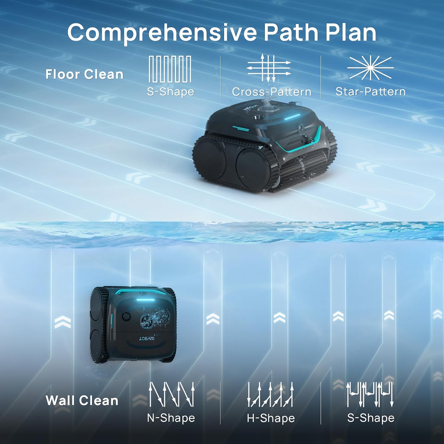 (2025 New) WYBOT C2 Vision Robotic Pool Cleaner with Camera, 8-in-1 Pool Vacuum for Inground Pools, Powerful Suction, Ultra-Fine Filter Pool Robot, Wall Climbing, Smart Navigation, Black