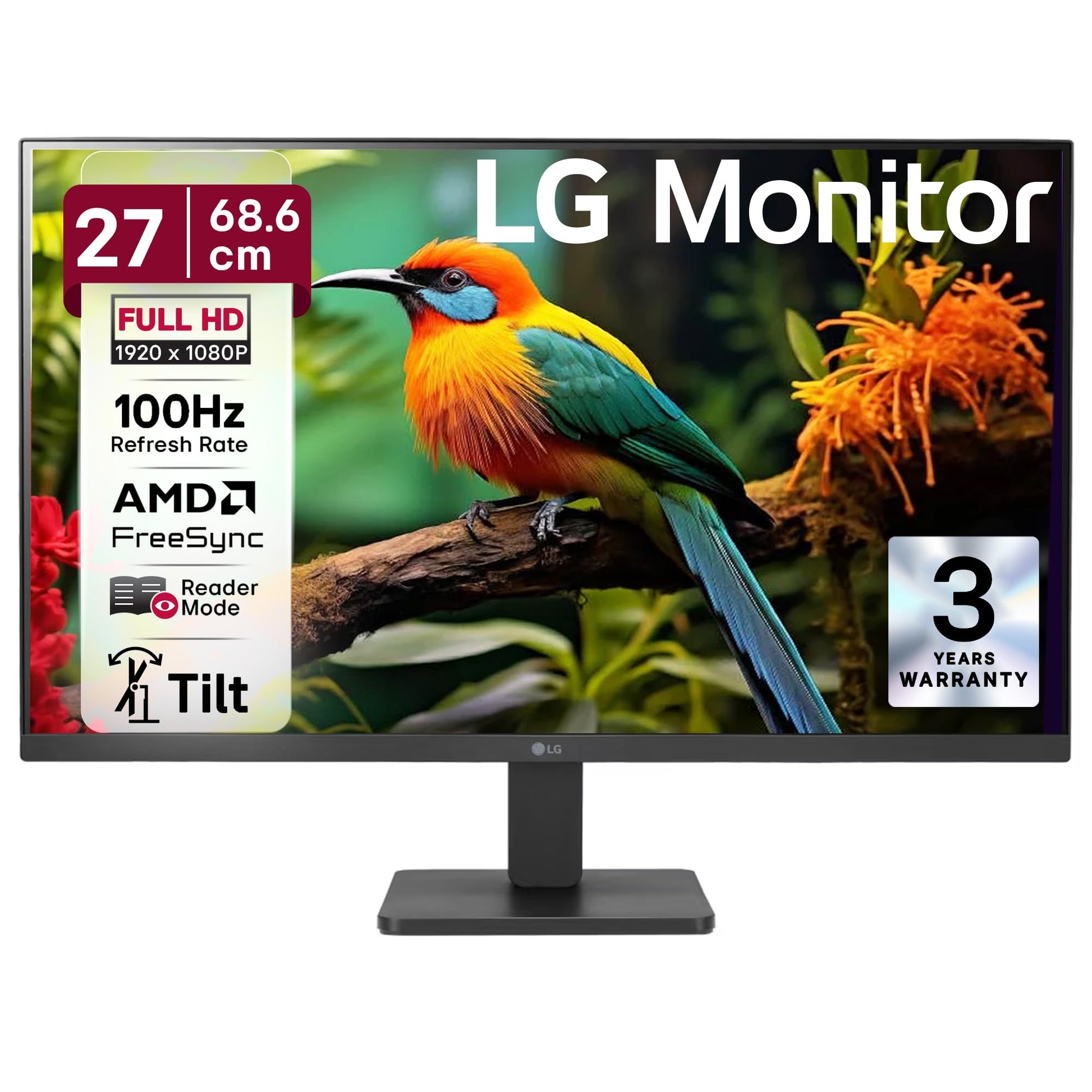 LG24U411A-BN Smartchoice 60 cm (24-inch) Full HD (1920 x 1080) IPS Monitor, 3-Side Virtually Borderless, 1ms MBR, 120Hz, sRGB 99%(Typ.), HDR10, Reader Mode, Flicker Safe, VGA, HDMI, Slim Stand, Black