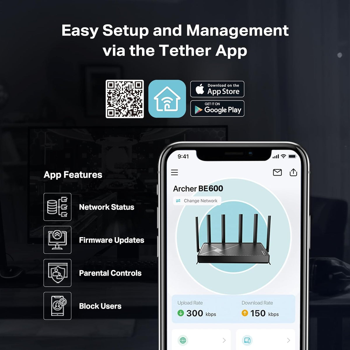 TP-Link Tri-Band BE9700 WiFi 7 Router (Archer BE600)