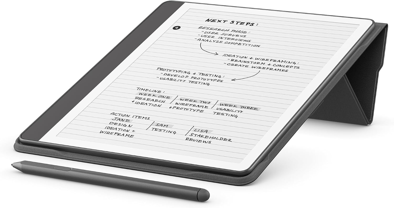 Plant-Based Leather Folio Cover with Magnetic Attach, Designed with Sustainability in Mind for Amazon Kindle Scribe