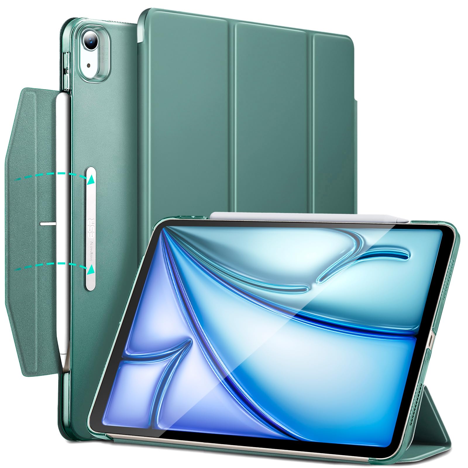 ESR for iPad Air 11 inch Case M3/M2 (2025/2024), iPad Air 7th/6th/5th/4th Generation Cover Case 2022/2020, Smart Trifold Stand with Clasp, Support Pencil Pro/USB-C Charging, Ascend Series, Navy Blue