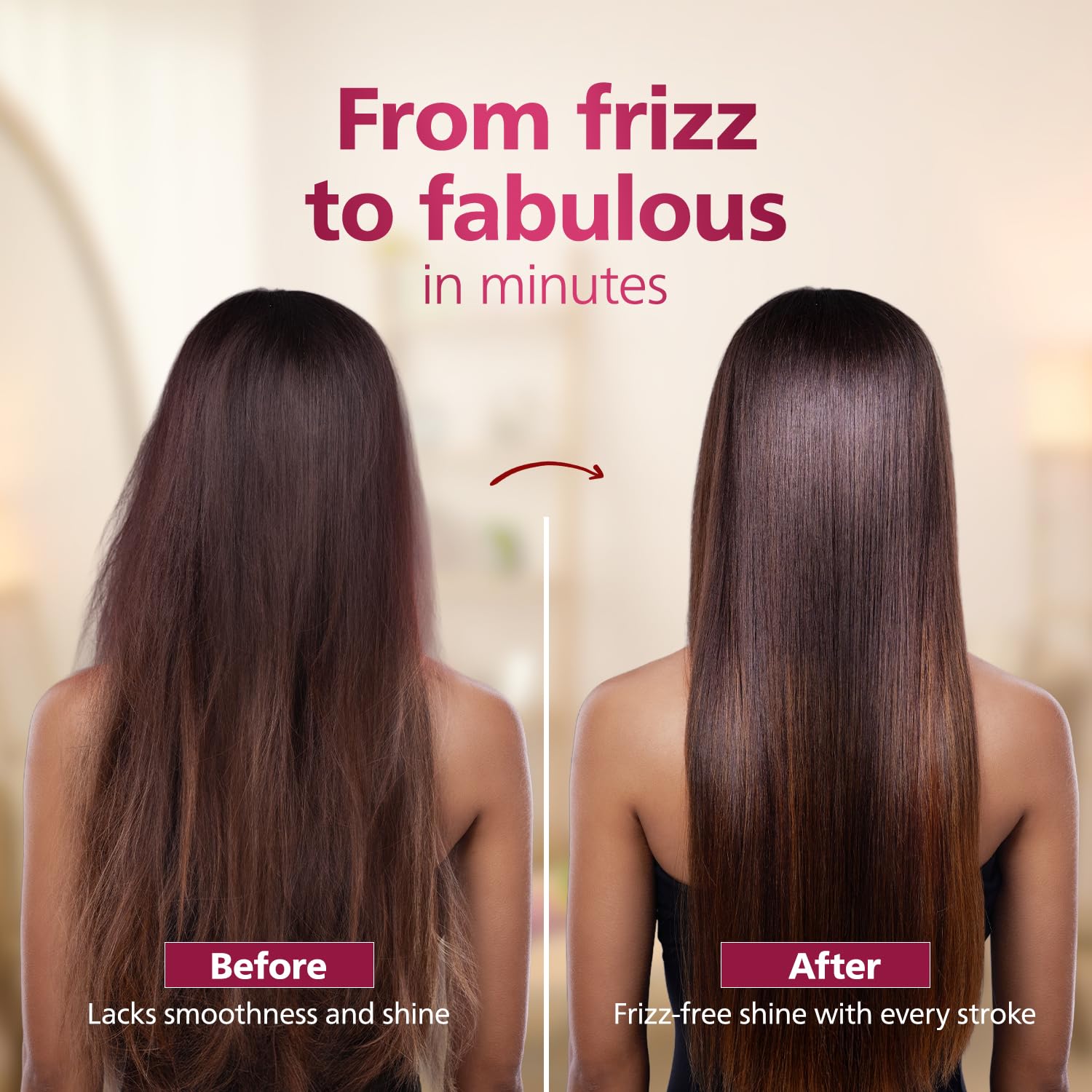 Philips India's No.1 Hair Styling Brand -Hair Straightener Brush, Naturally Straight in 5 Mins,5X Less Frizz,SilkProtect Keratin Tech,Triple Bristle Fast 50s Heatup,Scalp Protect,For Indian Hair,BHH880