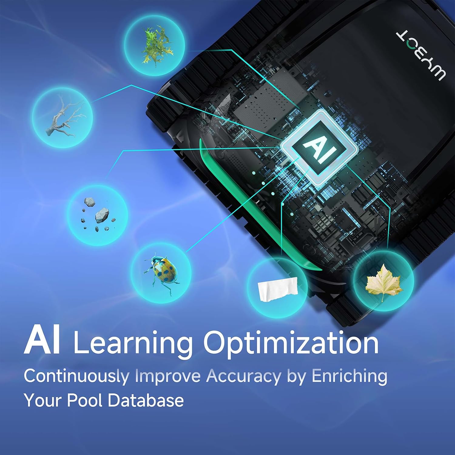 WYBOT S2 Vision AI Camera Cordless Pool Cleaners for Inground Pools, 8-in-1 Pool Vacuum Robot, Brushless Motor Powerful Suction, Wall Climbing, Horizontal Waterline Scrubbing (Black Green)