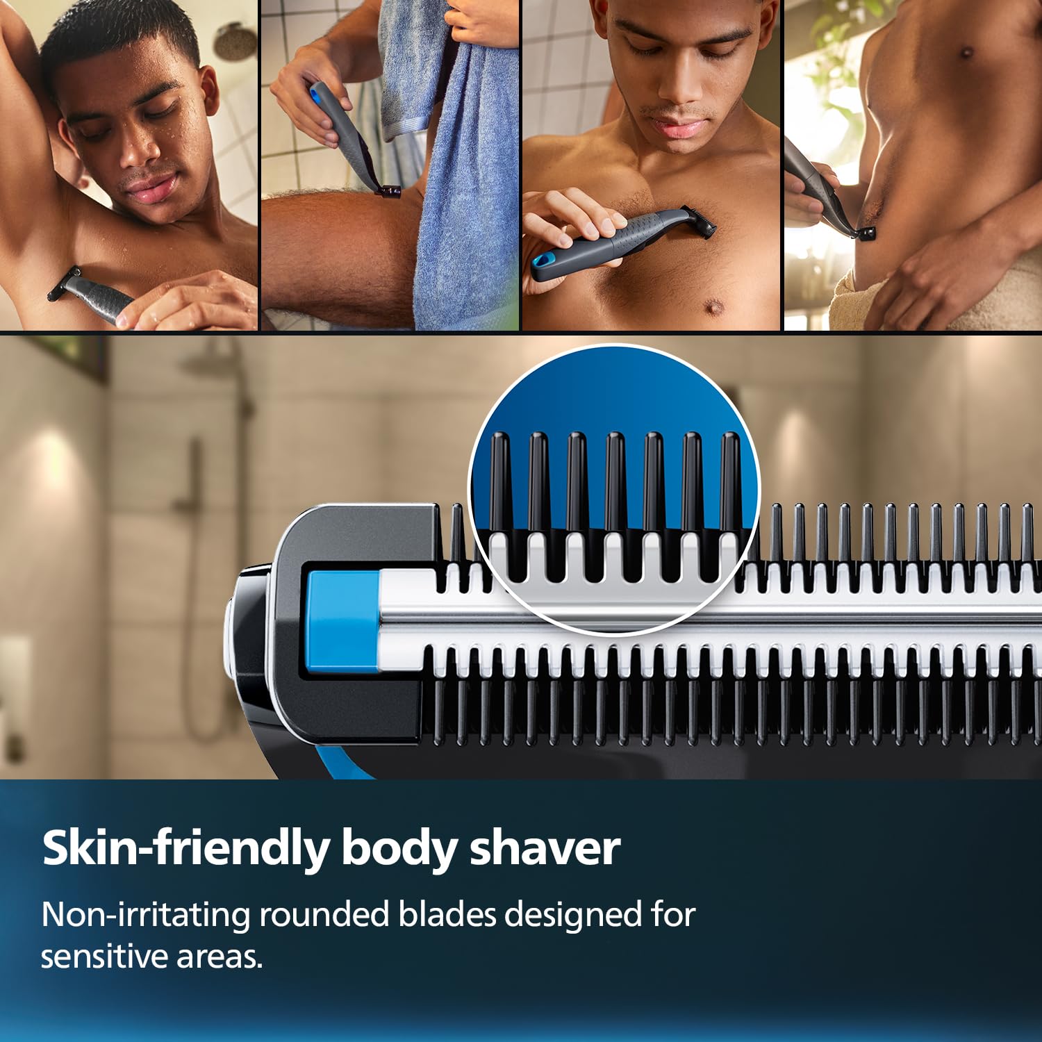 Philips Showerproof Body & Balls Trimmer for Men Private Parts | Bi-directional Trimming| Skin Safe Intimate Grooming | Skin Protection System | 2yrs Warranty | India's #1 Men's Trimmer* | BG1025